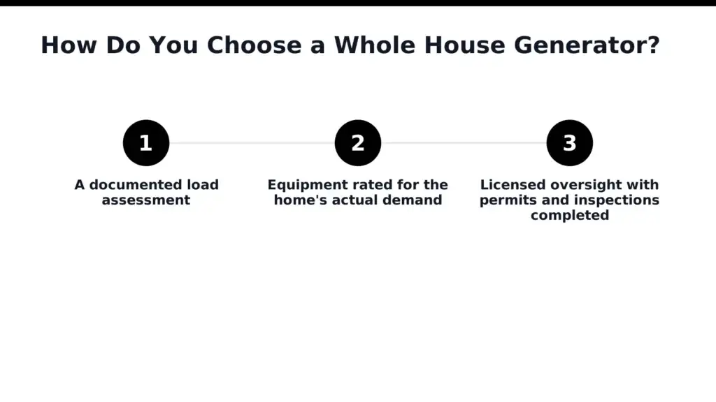 Choosing a whole house generator starts with an accurate assessment of a home's electrical load